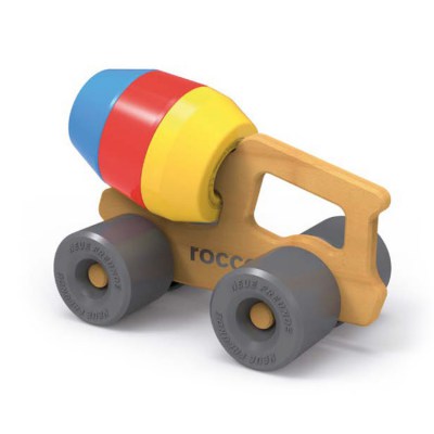 Rocco - betonwagen met 3 zandvormen Betonwagen, strandspeelgoed, leuke betonwagen, duurzaam speelgoed, duurzame betonwagen kind, houten betonwagen kind, Bronco Neue Freunde, 