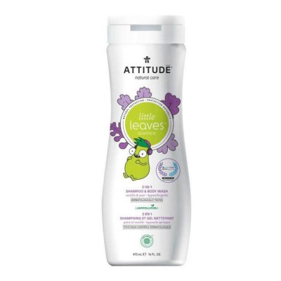 2-in-1 Shampoo - Vanilla & Pear - 473 ml, Attitude 2 in 1, Attitude shampoo en douche kind, natuurlijke 2in1 kind, zachte en verzorgende reiniging baby kind, natuurlijke shampoo, natuurlijke bodywash, 