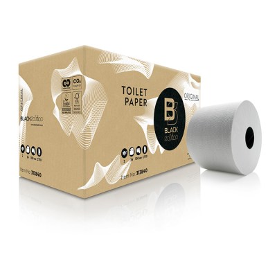 Toilet papier - Satino Black - box 24 rollen -100m, biologisch afbreekbaar toilet papier, duurzaam toilet papier, gerecycled toilet papier, toiletpapier, ecologisch toilet papier, grote box duurzaam toilet papier, 