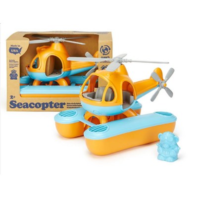 Waterhelikopter oranje - gerecycled, zeehelikopter gemaakt van 100% gerecyclede plastic, beter voor het milieu en de gezondheid van de kids, duurzaam speelgoed, speelgoed gerecycled plastic, milieubewust speelgoed, 